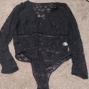 Black Lace Bodysuit Top